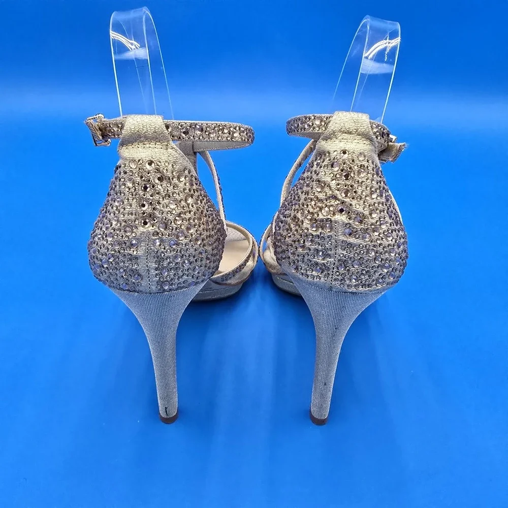 Gianni Bini Women's Strappy Stiletto Heels - Size 9.5 - Gold‎